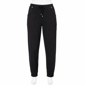 California‎ Style Joggers Womens Medium Black Cotton Drawstring Star Gold Detail